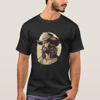 T-shirt Jésus cool avec costume de chapeau de cowboy