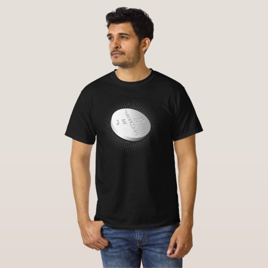 T-shirt Jesus Cures pilule comprimé Croix chrétienne guéri (Devant entier)