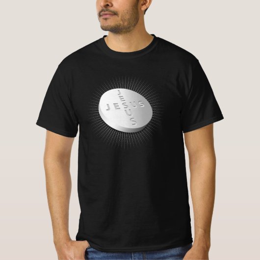 T-shirt Jesus Cures pilule comprimé Croix chrétienne guéri (Devant)