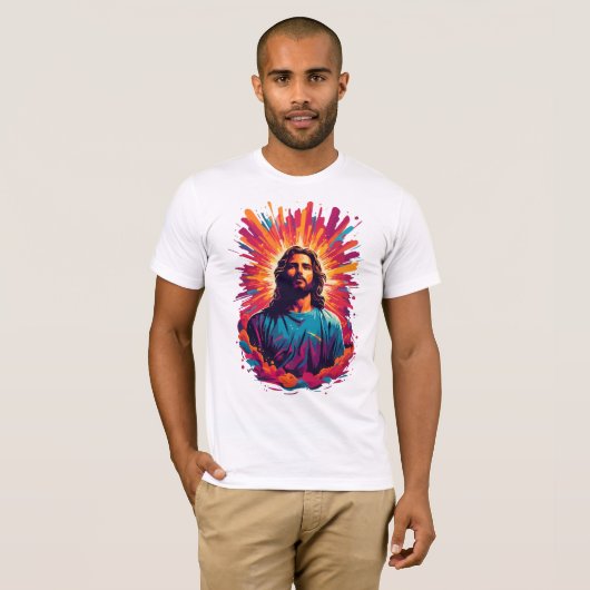 T-shirt Jésus de Pâques moderne. (Devant entier)