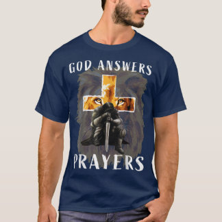 T-shirt Jésus Dieu répond à la prière Guerrier Hommes Chri