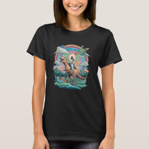 T-shirt Jesus équitation dans l'espace T-Rex Dinosaur mème