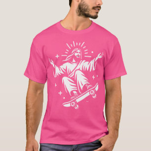 T-shirt Jesus équitation Skateboard Funny Christian Skateb