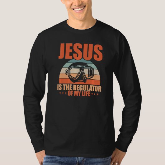 T-shirt Jésus Est Le Régulateur De Ma Vie Plongeur Scuba (Devant)
