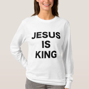 T-shirt Jésus est le roi Gras Texte Noir Chrétien Religieu