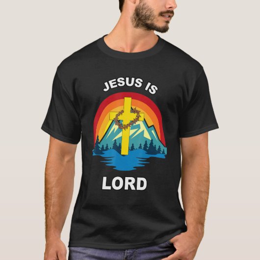 T-shirt Jésus Est Lord Sunset Croix Couronne D'Thorns Chri (Devant)