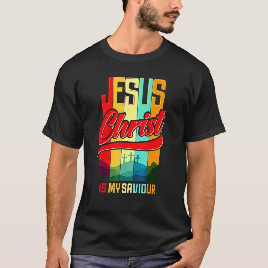 T-shirt Jésus Est Mon Sauveur Christ M'A Sauvé La Vie En D (Devant)