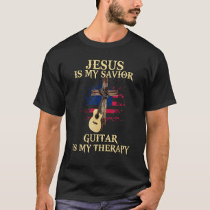 T-shirt Jésus Est Mon Sauveur Guitare Est Ma Thérapie Croi