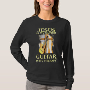 T-shirt Jésus Est Mon Sauveur Guitare Est Mon Thérapie Rét