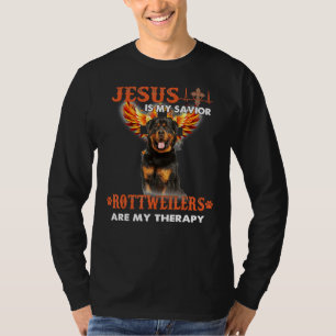 T-shirt Jésus Est Mon Sauveur Les Rottweilers Sont Ma Thér
