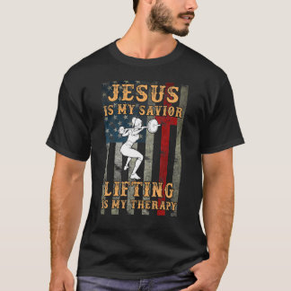 T-shirt Jésus Est Mon Sauveur Lifting Est Mon Thérapie Chr