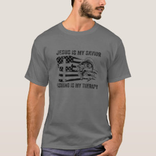 T-shirt Jésus Est Mon Sauveur Pêche Est Mon Thérapie Améri