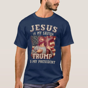 T-shirt Jésus Est Mon Sauveur Trump Est Mon Président
