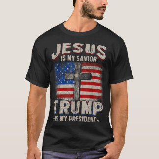 T-shirt Jésus Est Mon Sauveur Trump Est Mon Président