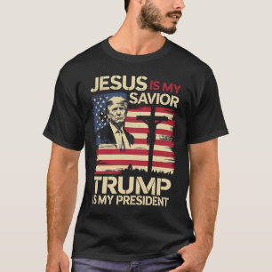 T-shirt Jésus est mon sauveur Trump est mon président Drap