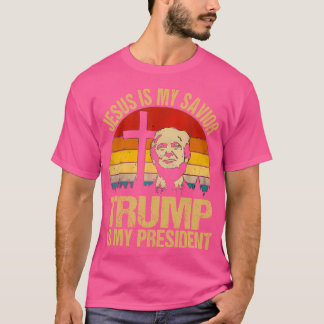 T-shirt Jésus Est Mon Sauveur Trump Est Mon Président Drôl