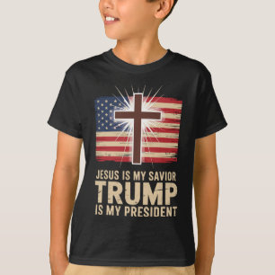 T-shirt Jésus est mon sauveur Trump est mon président poli