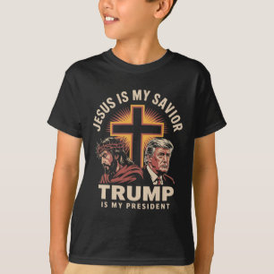 T-shirt Jésus Est Mon Sauveur Trump Est Mon Président Reli