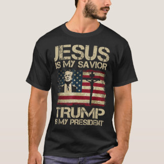 T-shirt Jésus Est Mon Sauveur Trump Est Mon Président Trum