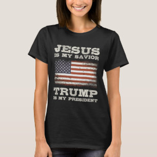 T-shirt Jésus Est Mon Sauveur Trump Mon Président Christia