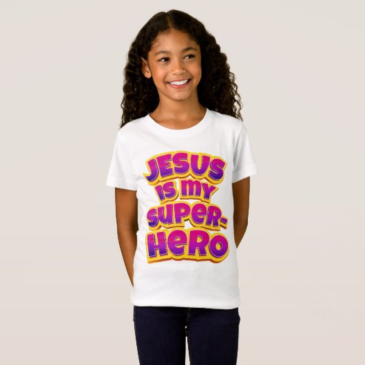 T-Shirt Jésus est mon super-héros Femmes Filles Foi chréti (Devant entier)