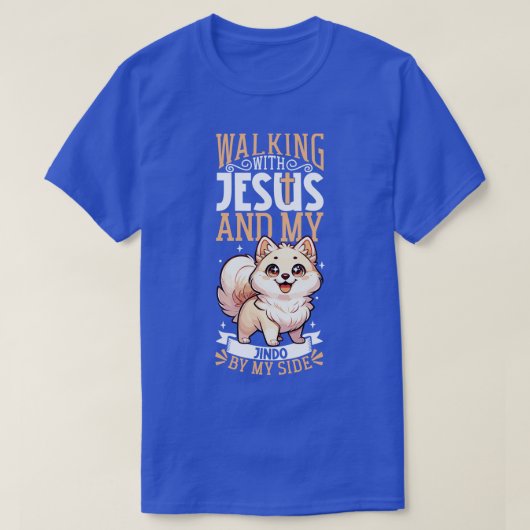 T-shirt Jésus et chien Jindo coréen (Design devant)