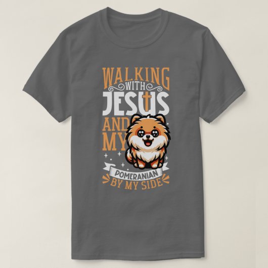 T-shirt Jésus et chien Poméranien (Design devant)