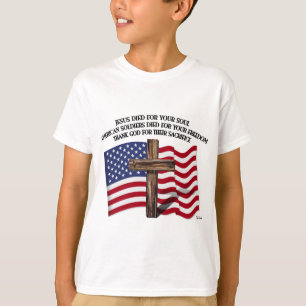 T-shirt Jésus et la croix rocailleuse USA de soldats amé