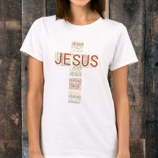 T-shirt Jésus et la foi Croix Chrétienne Espagnol féminin
