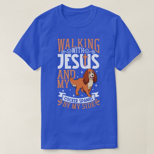 T-shirt Jésus et le chien Cocker Spaniel (Design devant)