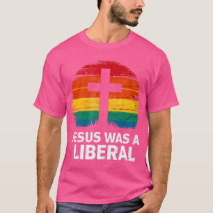 T-shirt Jésus Était Libéral Rétro Vintage Sunset Progressi