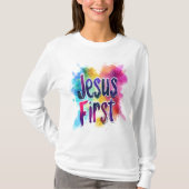 T-shirt "Jesus First" basique à manches longues (Devant)