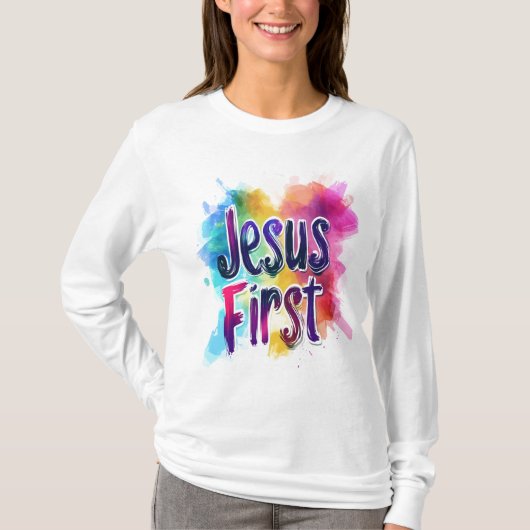 T-shirt "Jesus First" basique à manches longues (Devant)