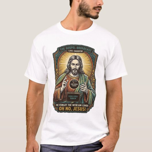 T-shirt Jésus Fond Écran Noir Couverture Webcam Virtuelle  (Devant)