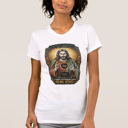 T-shirt Jésus Fond Écran Noir Couverture Webcam Virtuelle (Devant)