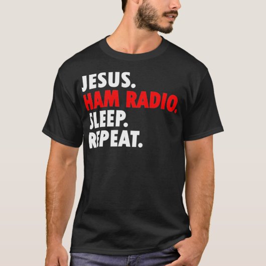 T-shirt Jesus Ham Radio Sleep Repeat (Devant)