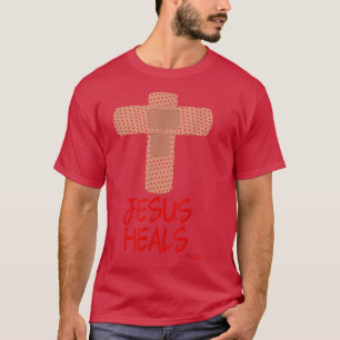T-shirt JESUS HEALS Christian Cross Nurse Maman Femme Femm