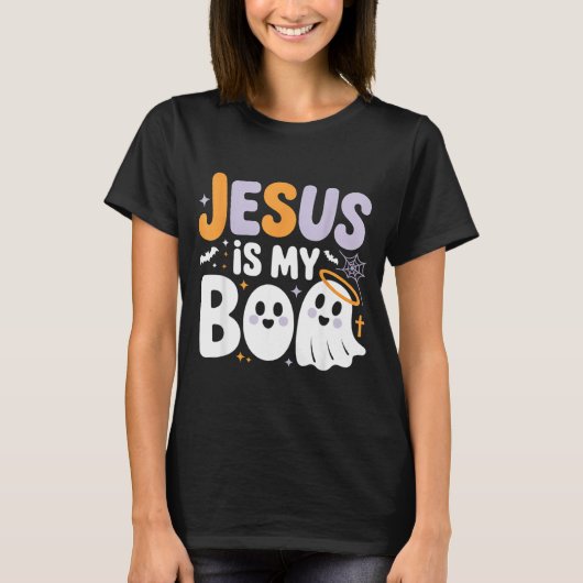 T-shirt Jesus Is My Boo Cute Christian Halloween Ghost Fun (Devant)