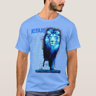 T-shirt Jésus Is My God King My Lord My Savior Blue Lion C