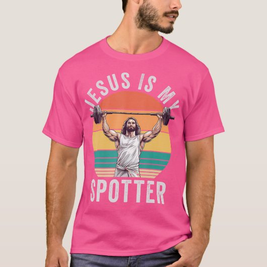 T-shirt Jésus Is My Spotter Funny Christian Weightlifting (Devant)