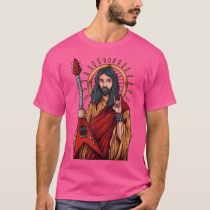 T-shirt Jésus Jouant Lourde Guitare Métal