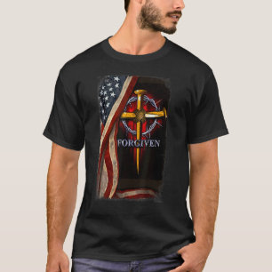 T-shirt Jésus Lion Drapeau Américain Pardonne Chrétien Pat