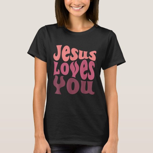 T-shirt Jesus Loves You Retro Vintage Christian (Devant)