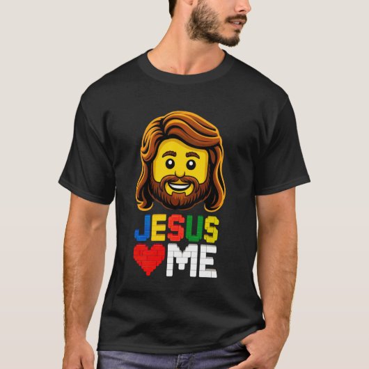 T-shirt Jésus M'aime Constructeur Briques Blocs De Constru (Devant)