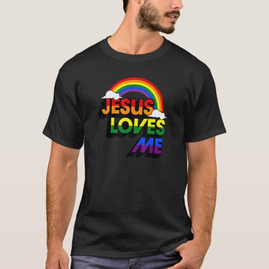 T-shirt Jésus M'Aime Gay Arc-En-Ciel mignon Christian Lgbt (Devant)