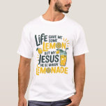 T-shirt Jesus Makes Lemonade Tee<br><div class="desc">Turn life’s sour moments into sweet blessings with this “Life Gave Me Some Lemon But My Jesus He Be Makin’ Lemonade” T-Shirt! Perfect for anyone who loves faith-inspired humor, positivity, and uplifting messages, this tee is great for casual wear, church events, or gifting to loved ones. Spread joy, hope, and...</div>