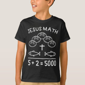 T-shirt Jésus Maths 2 Poissons 5 pains nourrit les 5000 Bi