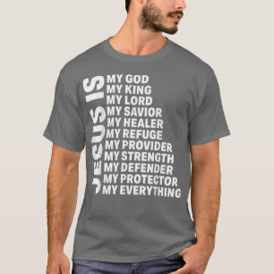 T-shirt Jésus Mon Sauveur Seigneur Christian Dieu Croix Fe