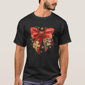 T-shirt Jesus Noël Coquette Bow Red Nativité Scène Ch