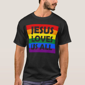 T-shirt JÉSUS NOUS AIME TOUS LGBT fierté gay garçon arc-en